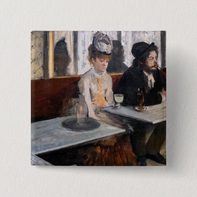 Badge Carré 5 Cm Edgar Degas - Dans un café / L'Absinthe (Devant)