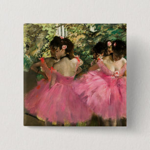 Badge Carré 5 Cm Edgar Degas - Danseurs en rose
