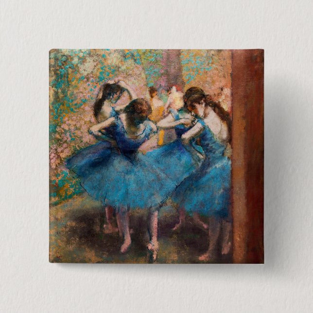 Badge Carré 5 Cm Edgar Degas - Danseuses en bleu (Devant)