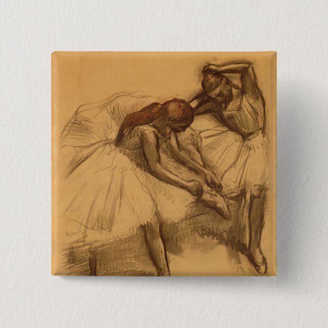 Badge Carré 5 Cm Edgar Degas | deux danseurs (Devant)