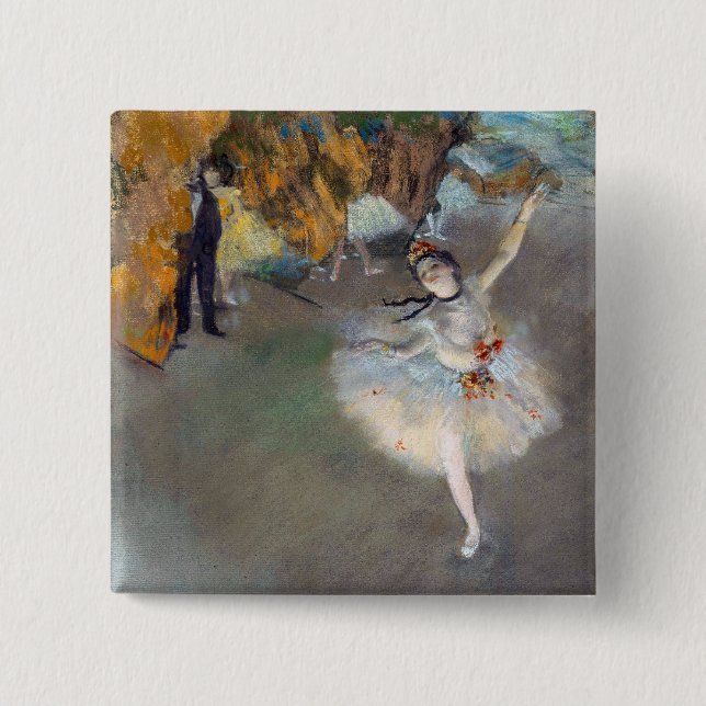 Badge Carré 5 Cm Edgar Degas - L'Étoile / Danseur sur scène (Devant)