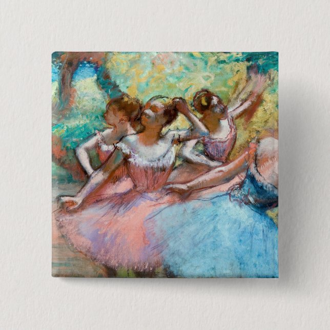 Badge Carré 5 Cm Edgar Degas - Quatre Ballerinas sur scène (Devant)