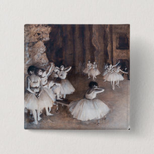 Badge Carré 5 Cm Edgar Degas - Répétition de ballet sur scène