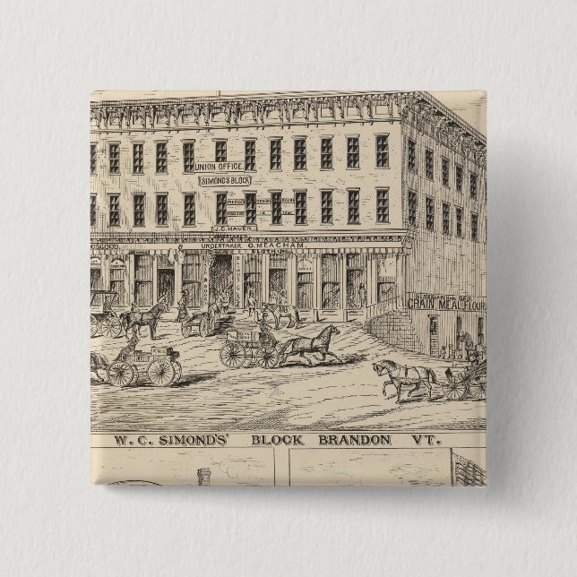Badge Carré 5 Cm Édifice WC Simond à Brandon (Devant)