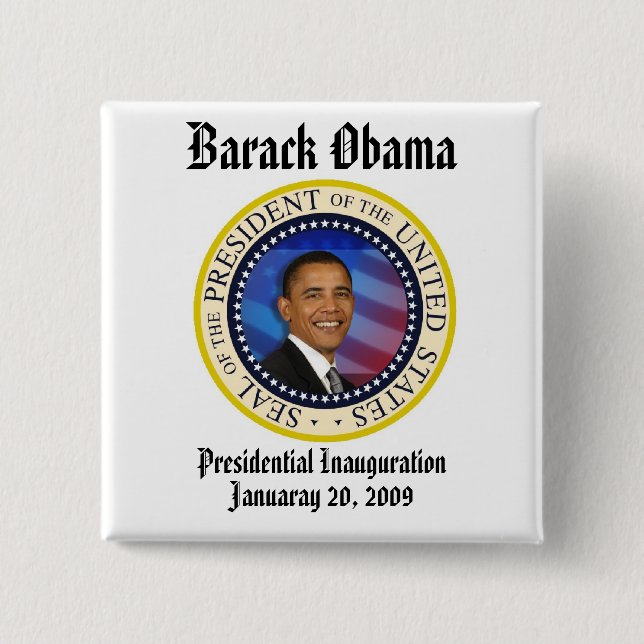 Badge Carré 5 Cm ÉDITION LIMITÉE Obama COLLECTEURS D'INauguration (Devant)