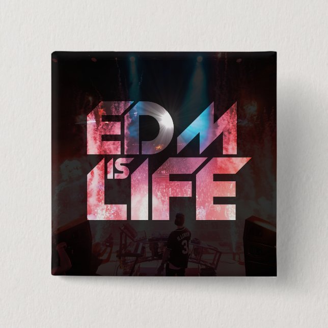 Badge Carré 5 Cm EDM est la VIE (Devant)