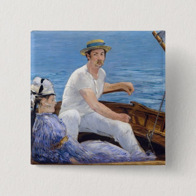 Badge Carré 5 Cm Edouard Manet - Bateau (Devant)