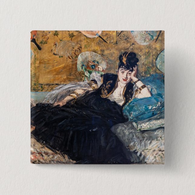 Badge Carré 5 Cm Edouard Manet - Dame aux Éventails (Devant)