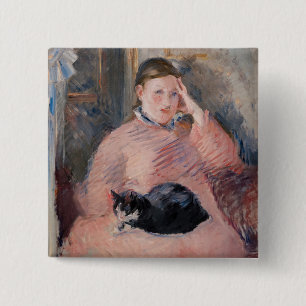 Badge Carré 5 Cm Edouard Manet - Femme au chat