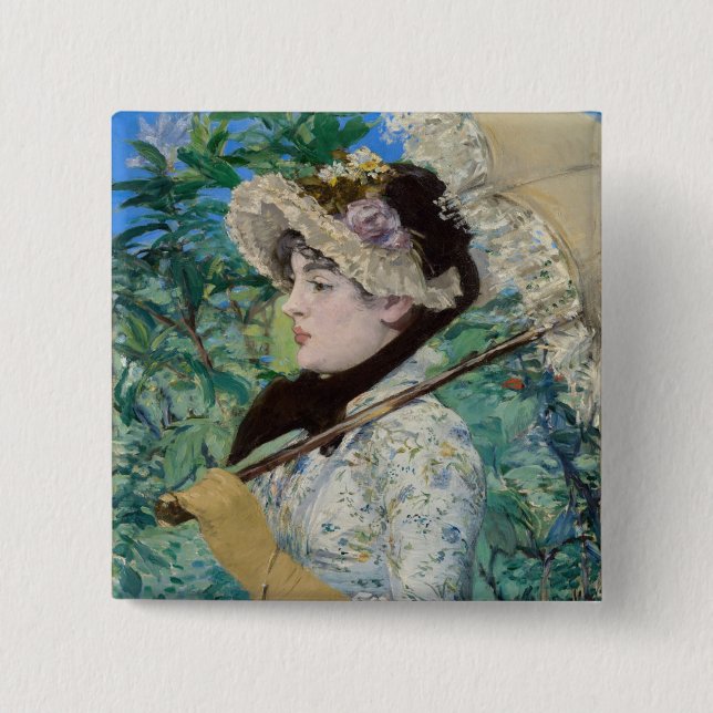 Badge Carré 5 Cm Edouard Manet - Jeanne / Printemps (Devant)