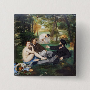 Badge Carré 5 Cm Edouard Manet - Le déjeuner sur l'herbe