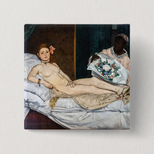 Badge Carré 5 Cm Edouard Manet - Olympia