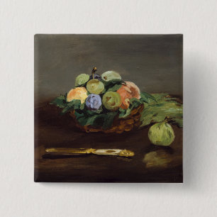 Badge Carré 5 Cm Edouard Manet - Panier de fruits