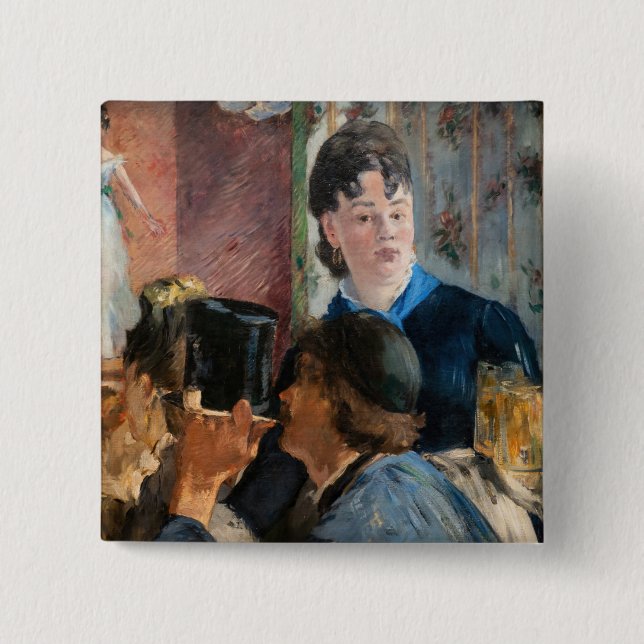 Badge Carré 5 Cm Edouard Manet - Serveuse de bock (Devant)