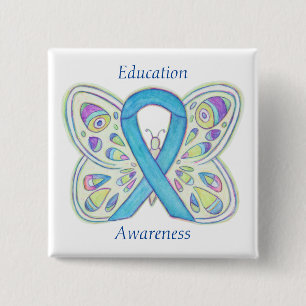 Badge Carré 5 Cm Éduquer Sensibilisation aux papillons Ruban Art Pi