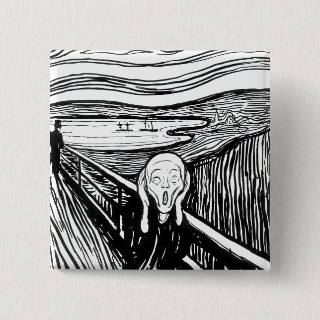 Badge Carré 5 Cm Edvard Munch - La lithographie de cri (Devant)