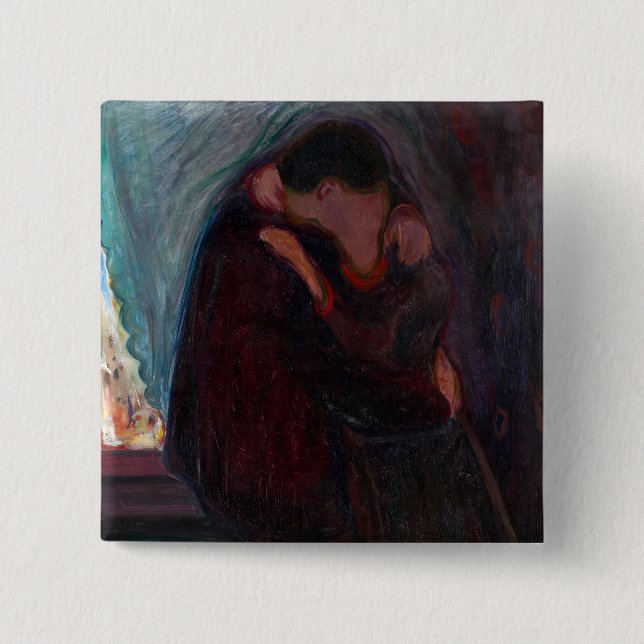 Badge Carré 5 Cm Edvard Munch - Le baiser (Devant)