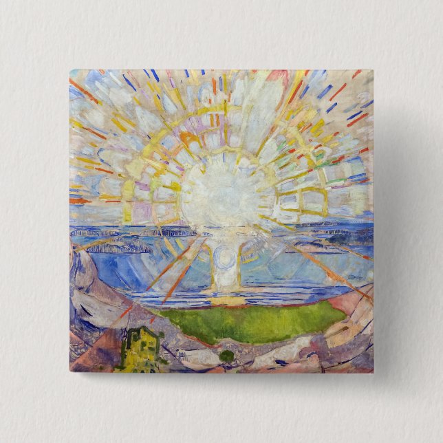 Badge Carré 5 Cm Edvard Munch - Le Soleil 1911 (Devant)