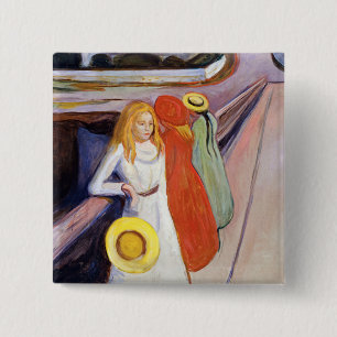 Badge Carré 5 Cm Edvard Munch - Les filles sur le pont 1901