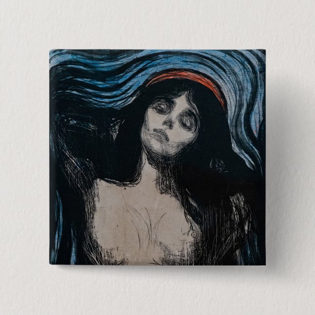 Badge Carré 5 Cm Edvard Munch - Madonna Lithographie (Devant)