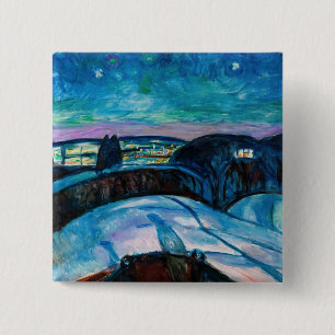 Badge Carré 5 Cm Edvard Munch - Nuit étoilée 1922