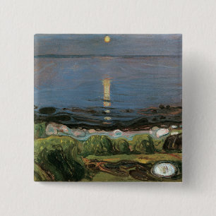 Badge Carré 5 Cm Edvard Munch Painting, Nuit d'été au bord de la pl