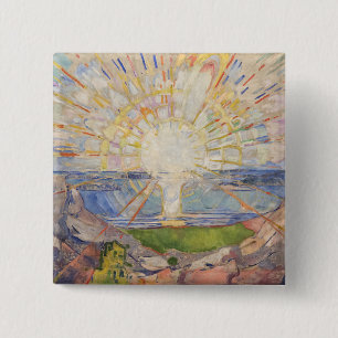 Badge Carré 5 Cm Edvard Munch Peinture murale Le Soleil (Solen) (19