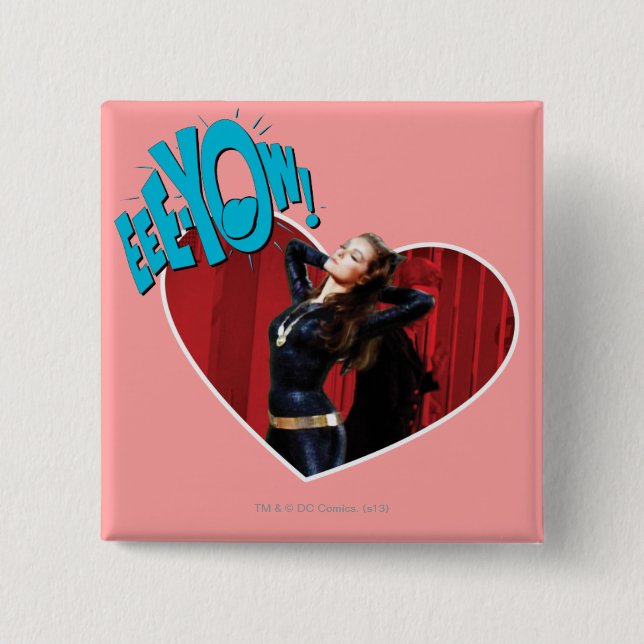 Badge Carré 5 Cm EEE-YOW ! Catwoman (Devant)