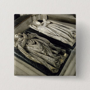 Badge Carré 5 Cm Effigies de Henri II et Catherine de Medici