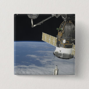 Badge Carré 5 Cm Effort de navette spatiale, un vaisseau spatial de