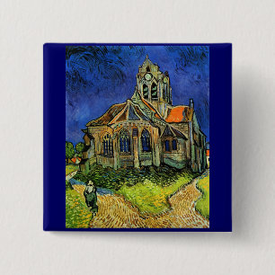 Badge Carré 5 Cm Église d'Auvers Van Gogh