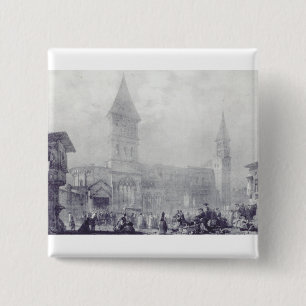 Badge Carré 5 Cm Église de l'Abbaye Saint-Philibert de Tournus