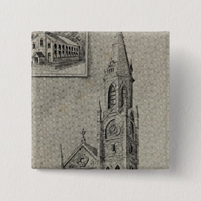 Badge Carré 5 Cm Église de l'Assomption, Ansonia, Conn (Devant)