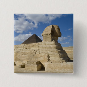 Badge Carré 5 Cm Égypte, Gizeh. Le grand Sphynx s'élève au-dessus d
