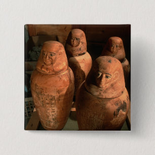 Badge Carré 5 Cm Égypte, jarres canopes de la 26e dynastie trouvées