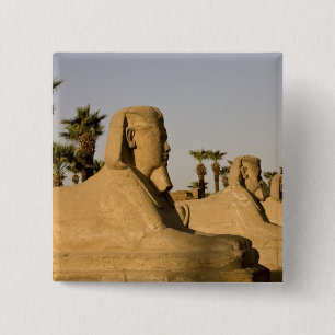 Badge Carré 5 Cm Égypte, Louxor. L'Allée des Sphinx mène à
