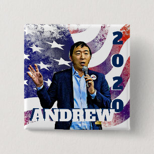 Badge Carré 5 Cm Élection 2020 Andrew Yang bouton de soutien