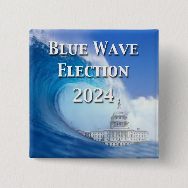 Badge Carré 5 Cm Élection Blue Wave 2024 (Devant)