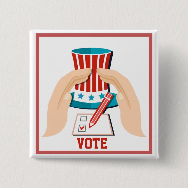 Badge Carré 5 Cm Élection présidentielle rouge (Devant)