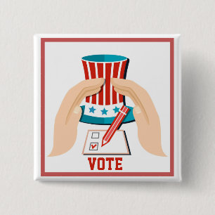 Badge Carré 5 Cm Élection présidentielle rouge