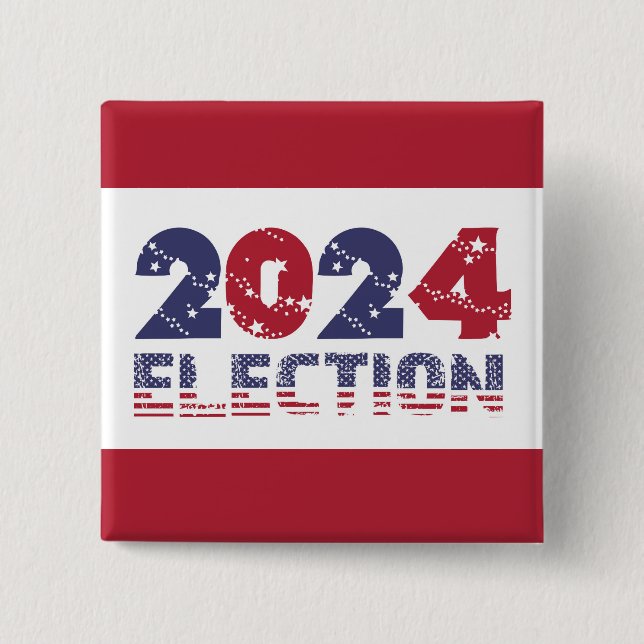 Badge Carré 5 Cm Élection rouge 2024 (Devant)
