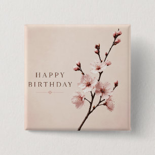 Badge Carré 5 Cm Élégance de la Fête d'Anniversaire sous les Fleurs