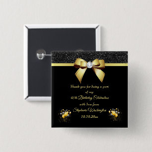 Badge Carré 5 Cm Elégance flamboyante Anniversaire Merci Favoriser