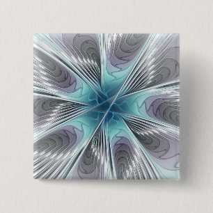 Badge Carré 5 Cm Elégance Moderne Bleu Gris Blanc Fractage Art Flow