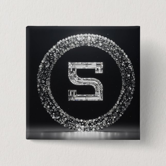Badge Carré 5 Cm "Élégance sculptée : Bouton de conception S" (Devant)