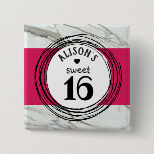 Badge Carré 5 Cm Elégant marbre, moderne tendance jeune fille pin