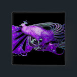 BADGE CARRÉ 5 CM ÉLÉGANT PEACOCK EN VIOLET VIOLET, NOIR<br><div class="desc">Design numérique par Bulgan Lumini. Partie de la nouvelle collection ARCADIA.</div>