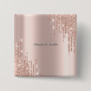 Badge Carré 5 Cm Élégant rose doré