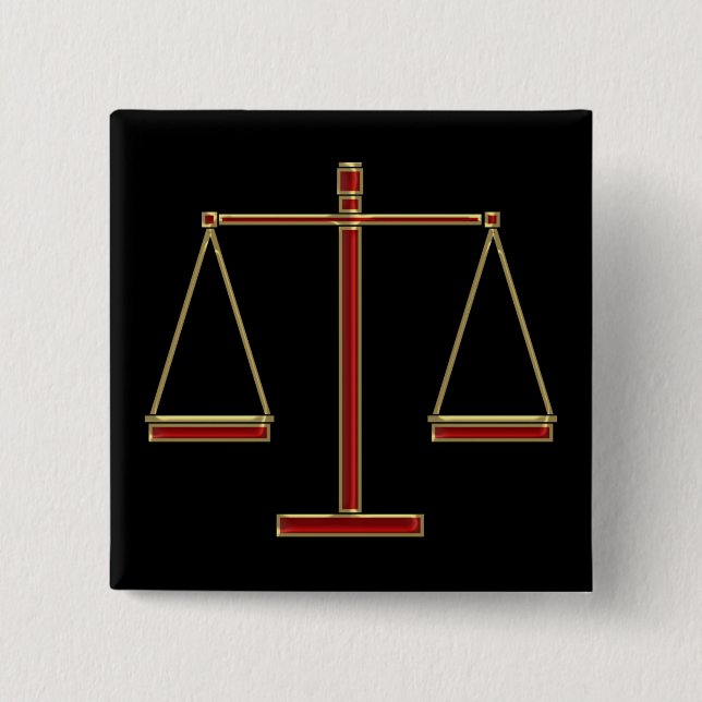 Badge Carré 5 Cm Élégante échelle rouge de la justice| Droit (Devant)