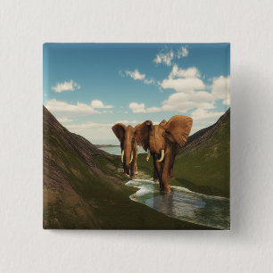 Badge Carré 5 Cm Eléphant